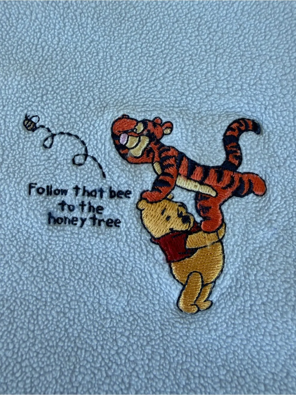 Y2K Disney Blue Satin Trim Lovey Security Baby Blanket Pooh Tigger 32x35 GUC